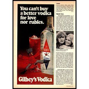 1974 Gilbey's Vodka Vintage Print Ad Dancing Russian Czar Doll Figurine Wall Art